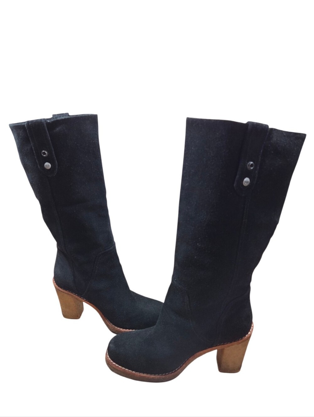 UGG Australia Josie Tall Black Suede Heel Boots Women's Size US 7.5 Fall Boho - Picture 8 of 12